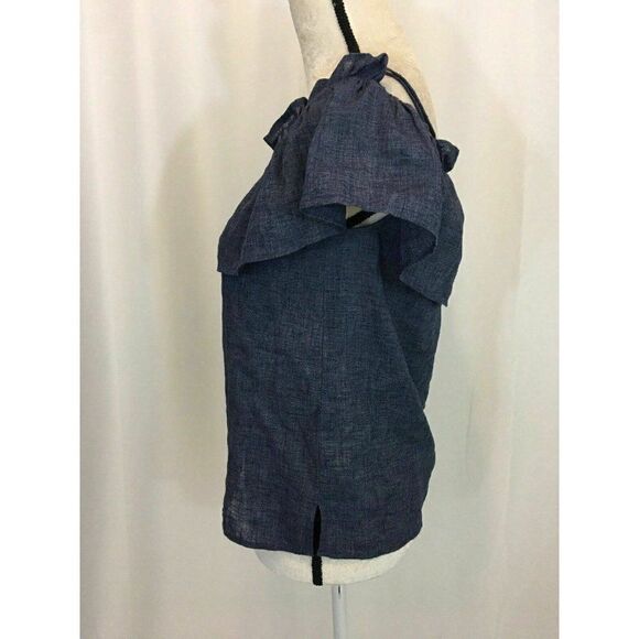 Splendid Womens Solid Navy Blue Jean Print Short Sleeve Tank Top Small - Picture 3 of 7